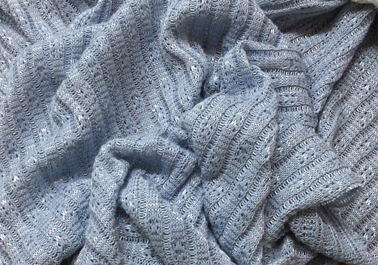 1 Yard Light Blue Nylon Sweater Knit Fabric Soft Lightweight Stretchy Texture